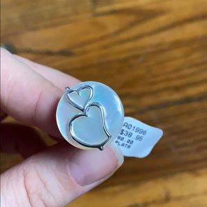 NWT Silver Pearl Ring w/Hearts